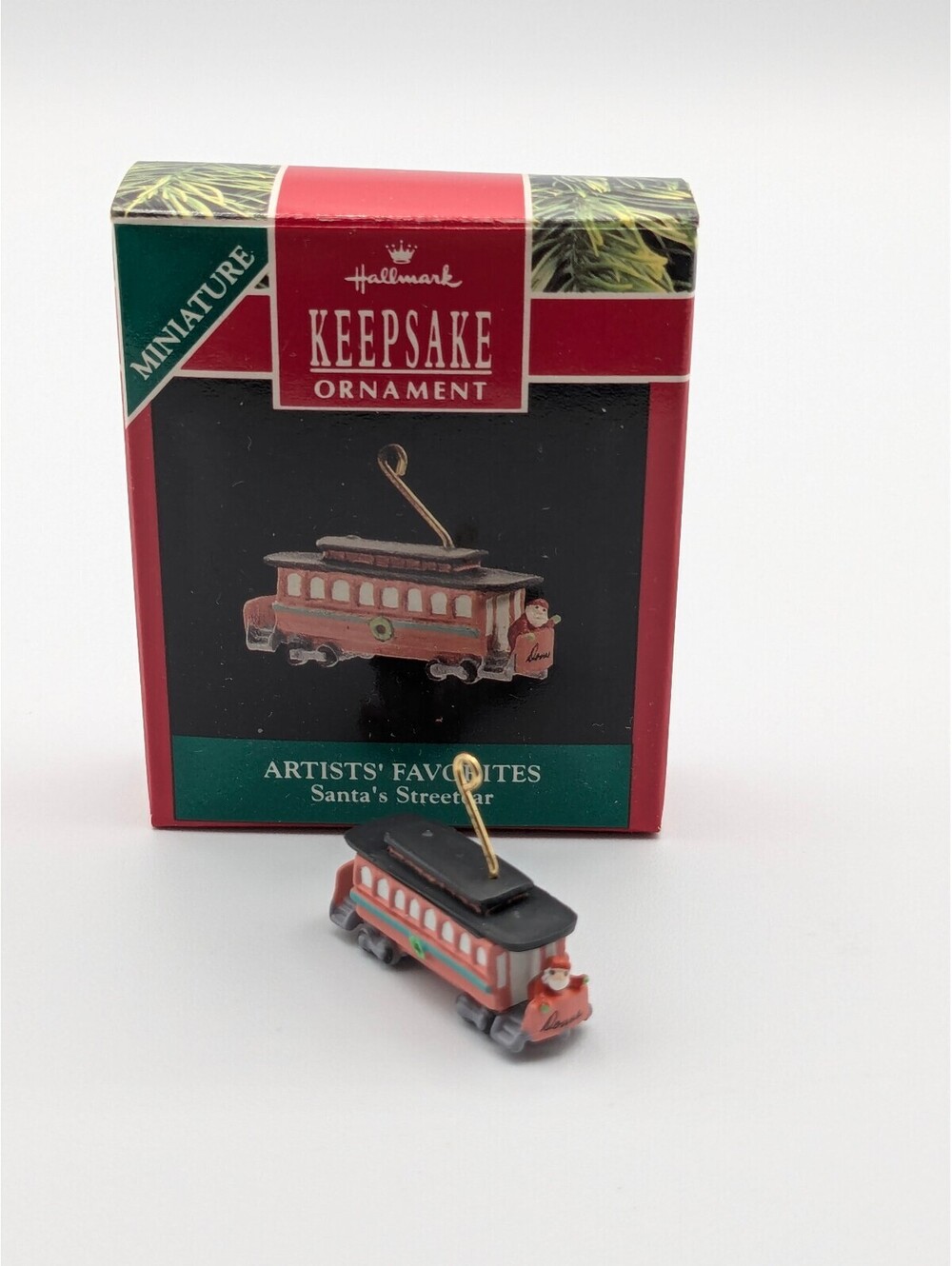Hallmark Keepsake Santa's Streetcar Miniature Ornament 1990, New in Box